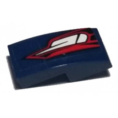 dark blue slope curved 2 x 1 x 2 3 with red and white taillights on dark blue background pattern model right side sticker - set 75885