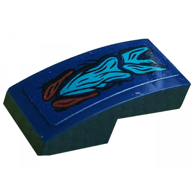 dark blue slope curved 2 x 1 x 2 3 with dark red and dark turquoise skin pattern sticker - set 76145