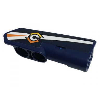 dark blue technic panel fairing 21 very small smooth side b with orange and white stripe letter c and arrows pattern sticker - set 42112