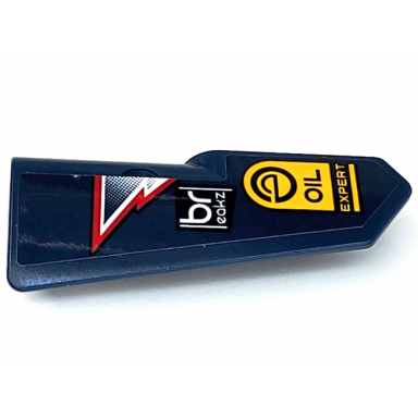 dark blue technic panel fairing 21 very small smooth side b with breakz oil expert red and white lightning stripes pattern sticker - set 42109