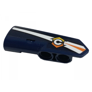 dark blue technic panel fairing 22 very small smooth side a with orange and white stripe letter c and arrows pattern sticker - set 42112