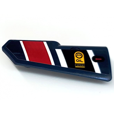 dark blue technic panel fairing 22 very small smooth side a with oil expert black red and white stripes pattern sticker - set 42109