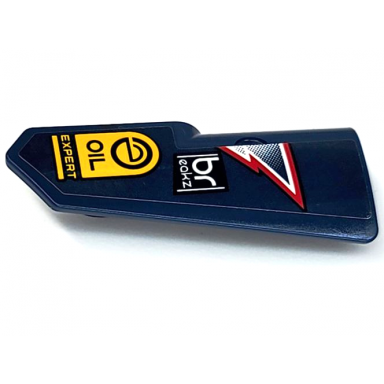 dark blue technic panel fairing 22 very small smooth side a with breakz oil expert red and white lightning stripes pattern sticker - set 42109