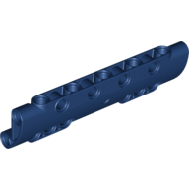 dark blue technic panel curved 11 x 3 with 10 pin holes through panel surface
