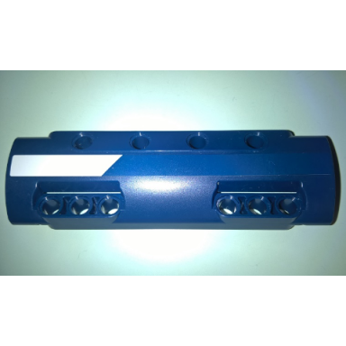 dark blue technic panel curved 11 x 3 with 10 pin holes through panel surface with white stripe pattern model right side sticker - set 41999