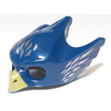 dark blue minifigure headgear mask bird eagle with yellow beak and silver feathers pattern