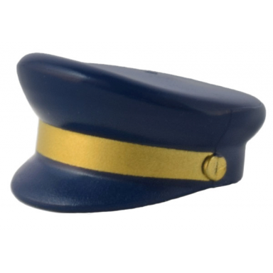 dark blue minifigure headgear cap captain with gold braid pattern