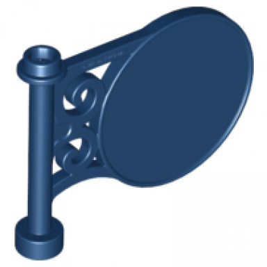 dark blue road sign round on pole with flat top attachment