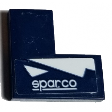 dark blue tile 2 x 2 corner with sparco and white triangles pattern model left side sticker - set 75885