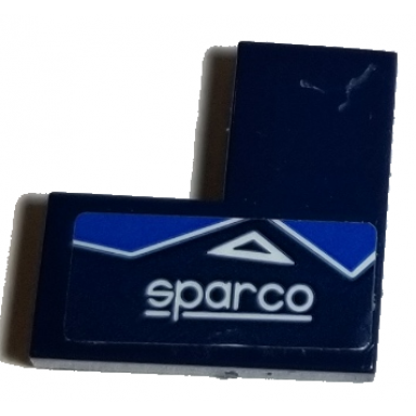 dark blue tile 2 x 2 corner with sparco and blue and white triangles pattern model right side sticker - set 75885