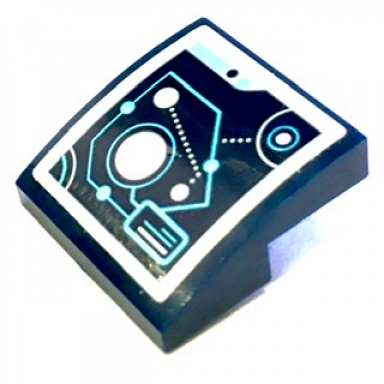 dark blue slope curved 2 x 2 x 2 3 with medium azure and white connected circles and lines pattern sticker - set 71200
