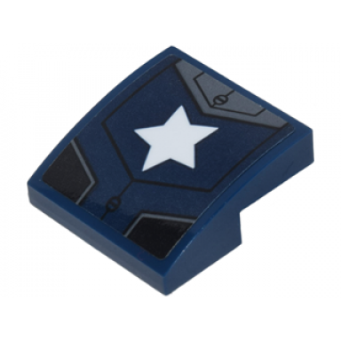 dark blue slope curved 2 x 2 x 2 3 with black and silver armor plates and white star pattern sticker - set 76077