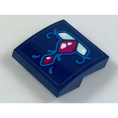 dark blue slope curved 2 x 2 x 2 3 with dragon back foot pattern sticker - set 41187