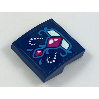 dark blue slope curved 2 x 2 x 2 3 with dragon front foot pattern sticker - set 41187