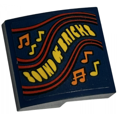 dark blue slope curved 2 x 2 x 2 3 with orange and yellow music notes and sound of bricks pattern sticker - set 40569