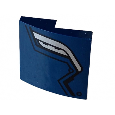 dark blue slope curved 2 x 2 x 2 3 with silver wing and black lines pattern model right side