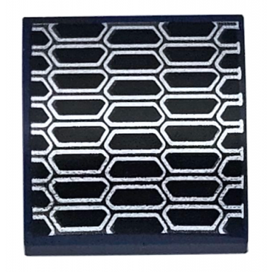dark blue slope curved 2 x 2 x 2 3 with silver and black air vent grille pattern