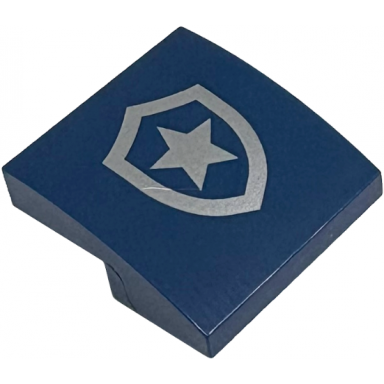 dark blue slope curved 2 x 2 x 2 3 with silver police star badge logo pattern