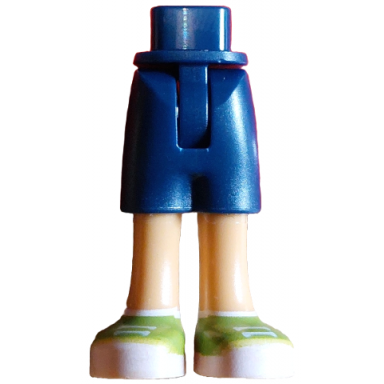 dark blue mini doll hips and shorts with molded medium tan legs and printed lime shoes with white laces soles and socks pattern - thin hinge