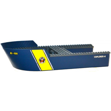 boat hull giant bow 40 x 20 x 7 with dark bluish gray top with e-06 deep sea logo and explorer-6 pattern on both sides stickers - set 60095