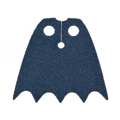 dark blue minifigure cape cloth with top holes and scalloped 5 points bottom batman long circle neck cut - spongy stretchable fabric