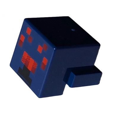 dark blue creature head pixelated with red and dark red face pattern minecraft spider