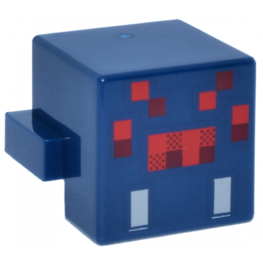 dark blue creature head pixelated with red and dark red face and light bluish gray fangs pattern minecraft cave spider