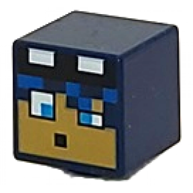 dark blue minifigure head modified cube with pixelated medium nougat face dark azure eyes blue headband and black goggles pattern minecraft swamp explorer