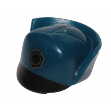 dark blue minifigure headgear cap sw first order officer with black first order insignia and black flap pattern