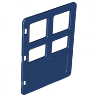 dark blue duplo door window pane 1 x 4 x 4 with four panes different sizes