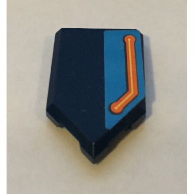 dark blue tile modified 2 x 3 pentagonal with orange and yellow line on dark azure background pattern model left side sticker - set 72004