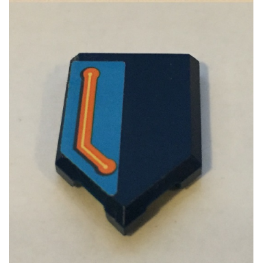 dark blue tile modified 2 x 3 pentagonal with orange and yellow line on dark azure background pattern model right side sticker - set 72004