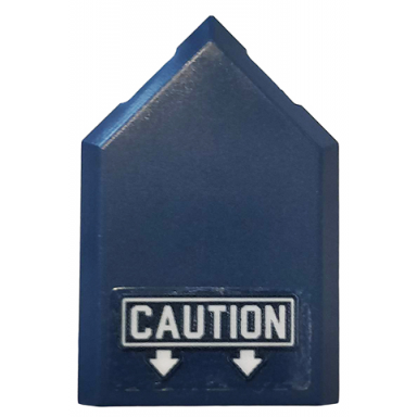 dark blue tile modified 2 x 3 pentagonal with caution and white arrows pattern sticker - set 76144