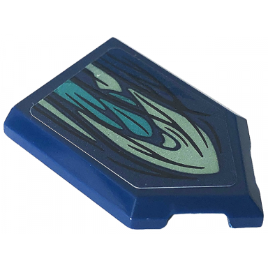 dark blue tile modified 2 x 3 pentagonal with dark turquoise and sand green skin pattern sticker - set 76154