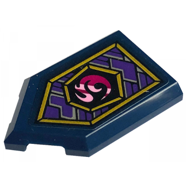dark blue tile modified 2 x 3 pentagonal with dark purple plates gold frame magenta and bright pink curly symbol pattern sticker - set 71771