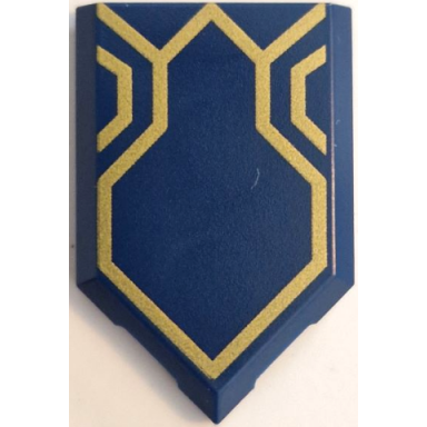 dark blue tile modified 2 x 3 pentagonal with gold lines and ornaments pattern