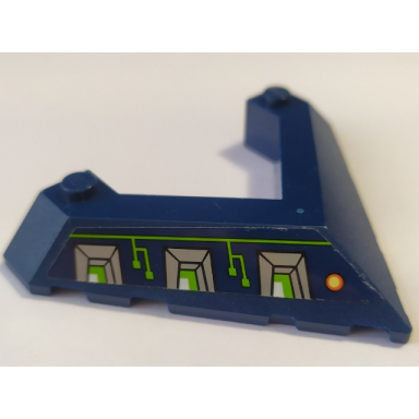 dark blue wedge 6 x 8 pointed cutout with silver vents and lime circuitry pattern model left side sticker - set 70320