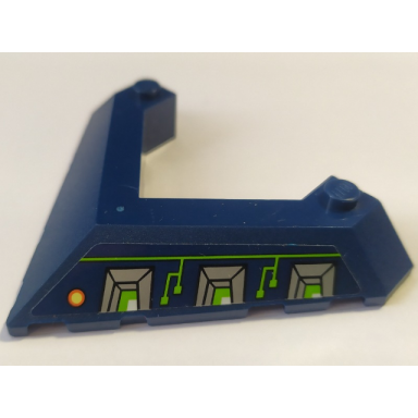 dark blue wedge 6 x 8 pointed cutout with silver vents and lime circuitry pattern model right side sticker - set 70320