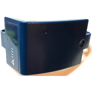 dark blue technic panel curved 3 x 5 x 3 with white depth lines and number 4 pattern model left side sticker - set 42064