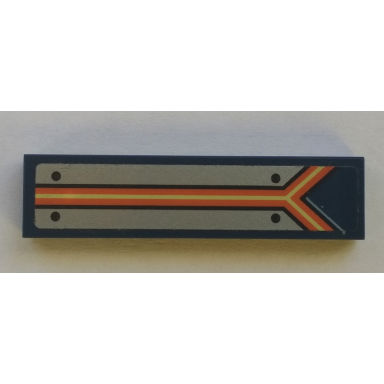 dark blue tile 1 x 4 with orange and yellow lines pattern sticker - set 70327