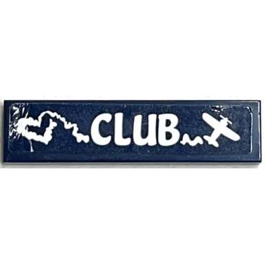 dark blue tile 1 x 4 with white club airplane and heart-shaped vapor trail pattern sticker - set 41343