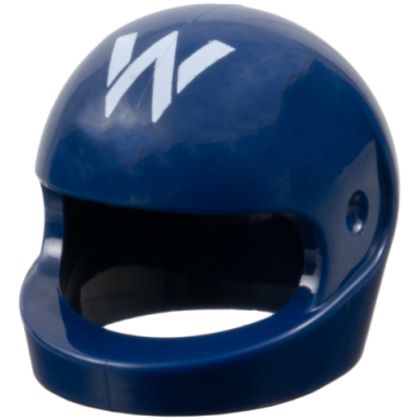 dark blue minifigure headgear helmet motorcycle standard with williams formula 1 logo stylized white capital letter w pattern