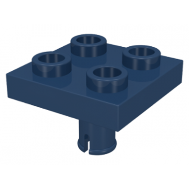 dark blue plate modified 2 x 2 with pin on bottom