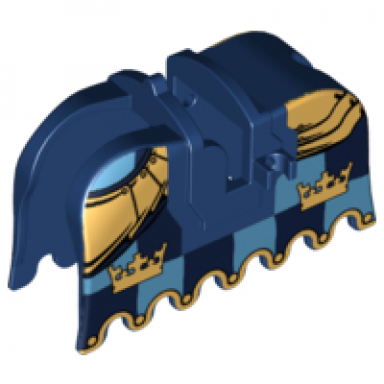 horse barding ruffled edge with gold crowns and gold plate armor pattern