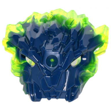 dark blue bionicle mask of corruption with marbled trans-neon green pattern