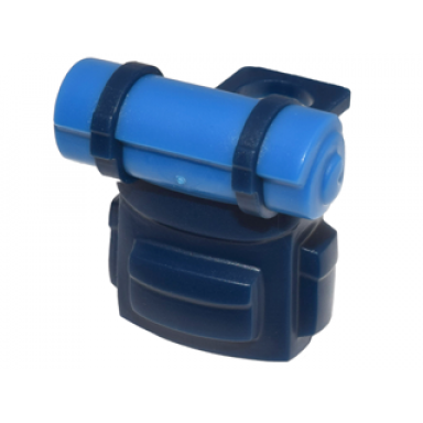 dark blue minifigure backpack with molded blue bedroll pattern