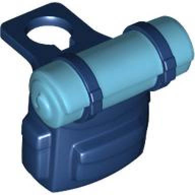 dark blue minifigure backpack with molded medium azure bedroll pattern
