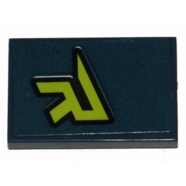 dark blue tile 2 x 3 with lime stylized letter r pattern sticker - set 70835