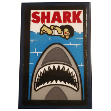 dark blue tile 2 x 3 with shark swimmer sea and shark color pattern sticker - set 75810