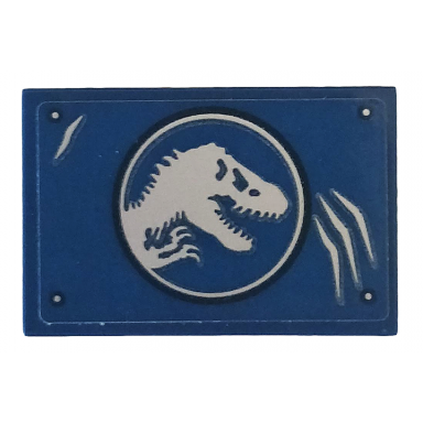 dark blue tile 2 x 3 with jurassic world logo and scratches pattern sticker - set 75935